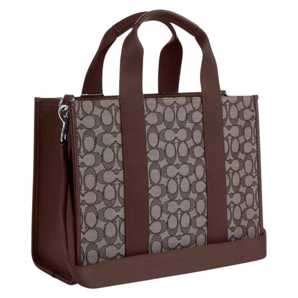 Coach Smith Tote Bag In Signature Jacquard / Silver / Oak / Maple Brown - Picture 4 of 6